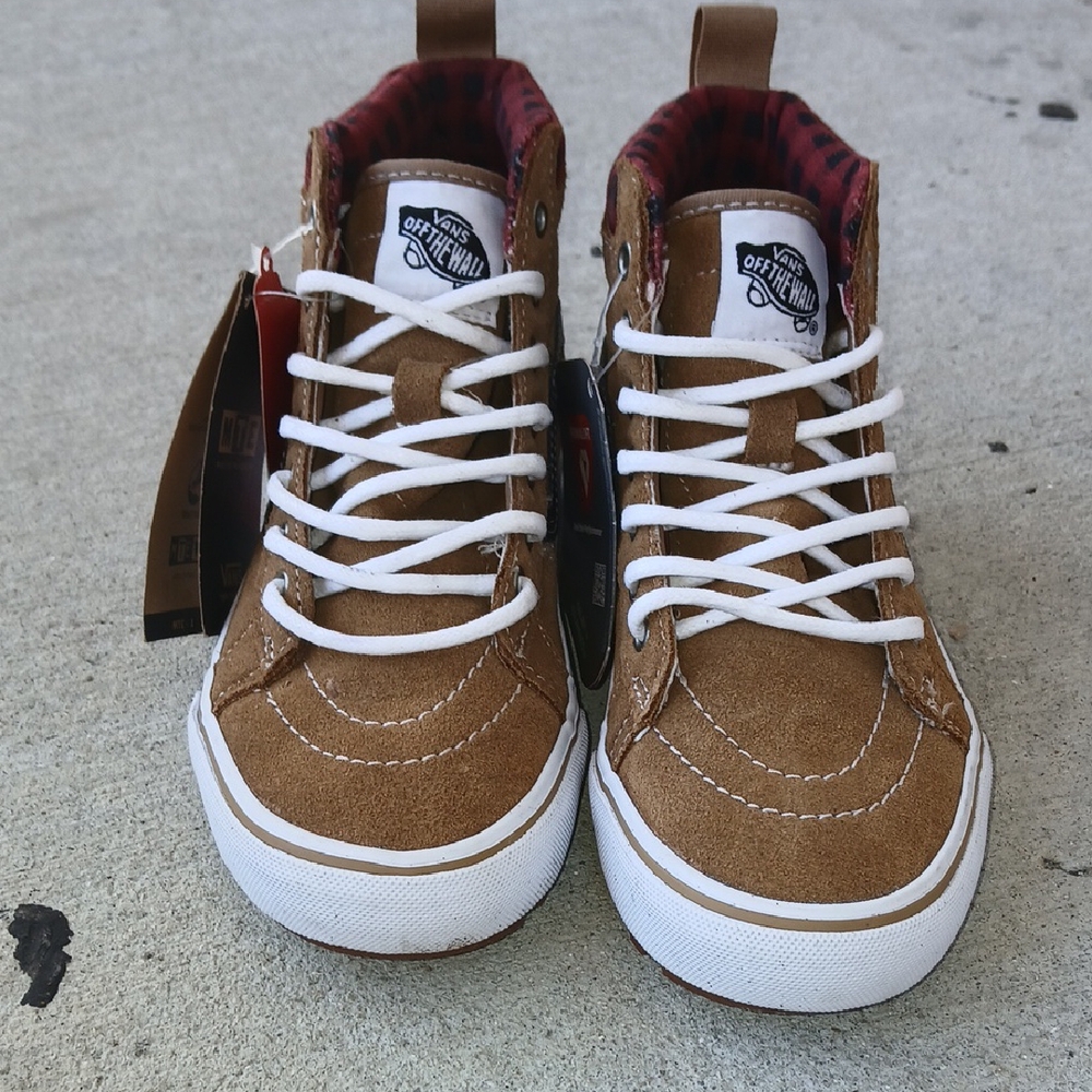 Vans Kids High-Top Sneakers - Brown and White